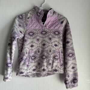 Kyodan Girls Fleece Pullover Jacket Aztec Print Long Sleeve Purple